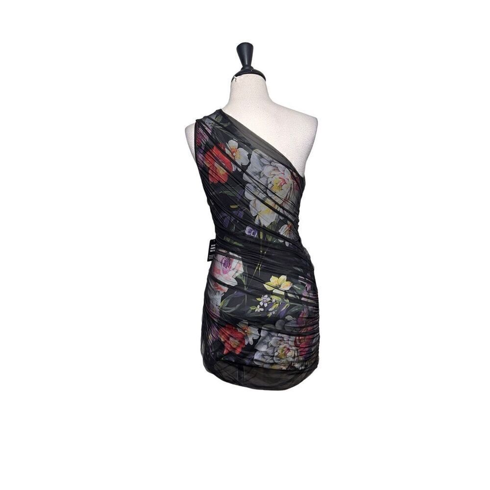 Express NWT Cold Shoulder Floral Bodycon Mesh Mini Dress Size XS